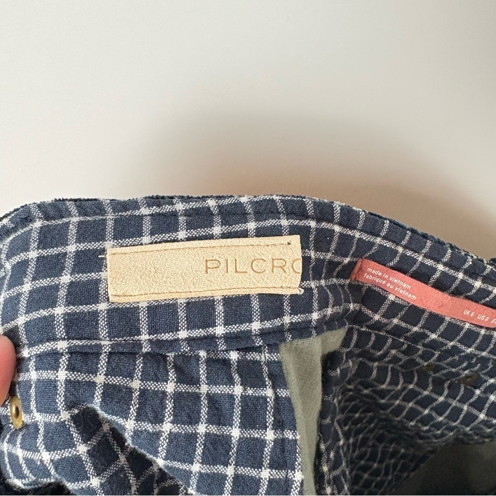 Anthropologie Pilcro Blue Checkered Floral Corduroy Mini Skirt - Picture 4 of 7